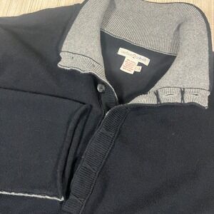 Carbon 2 Cobalt Mens Black Cotton/Cashmere Blend Sweater L Button Neck Pullover